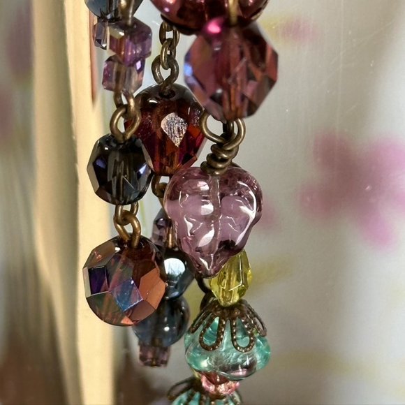 Hand Crafted Jewelry - SALE -50% OFF - NEW Bag Charm - Lavender, Violet & Aqua Glass with Brass Beads